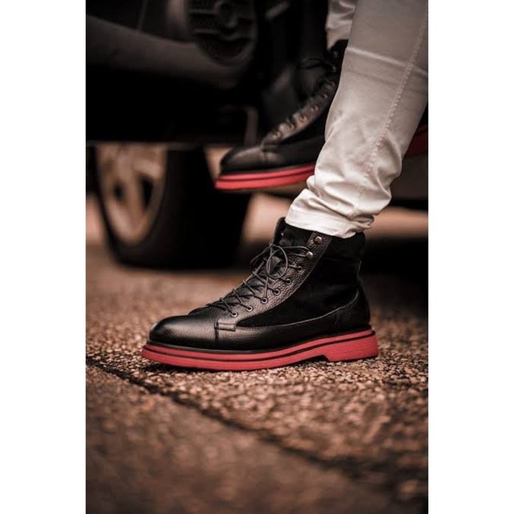 Marc Nolan Aiden Black Leather Suede Red Sole High Top Boots Mens 8